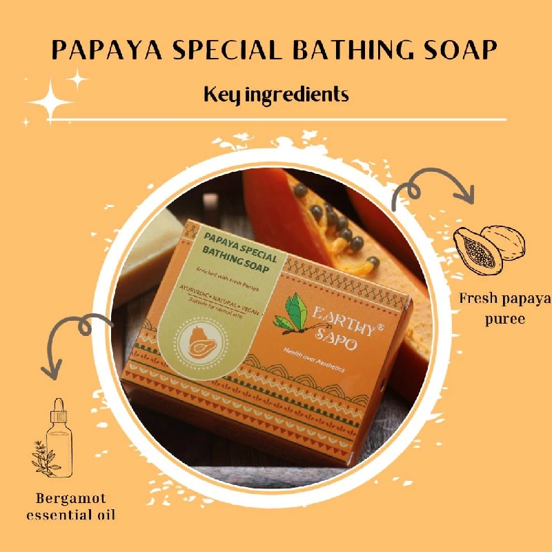 Earthy Sapo Handmade Papaya Special Bathing Soap, 100 g-4.webp